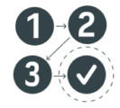 Icono que describe las distintas fases de un proceso de implantación de software.