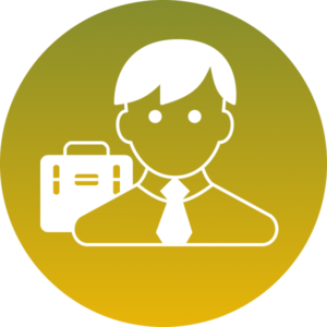Icono de un agente comercial que usa un sistema de software para la gestión de las suscripciones de los clientes a diferentes publicaciones periódicas físicas y digitales.